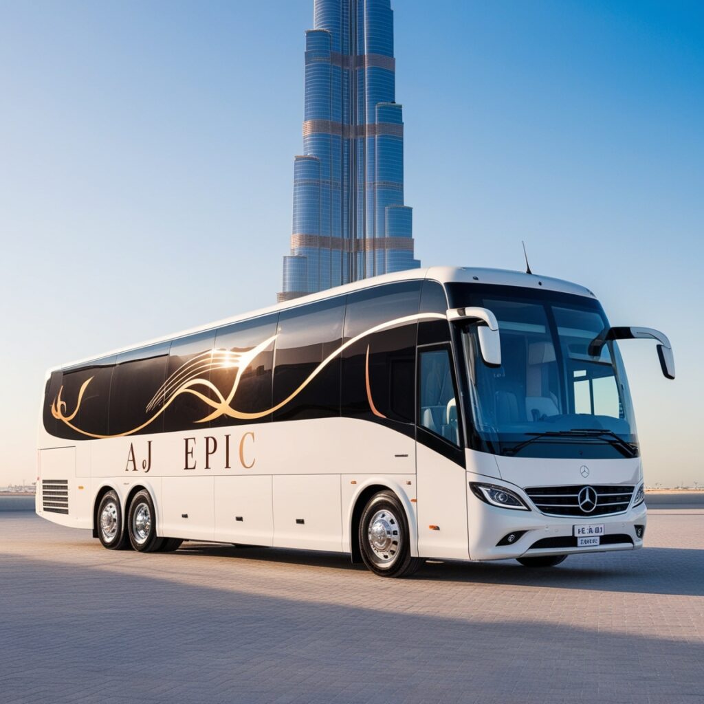 Inside view of a luxurious bus with comfortable seating.
