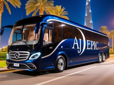 Luxurious party bus interior with ambient lighting and plush seating.