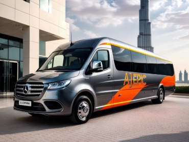 AJ EPIC luxury bus showcasing branding options for corporate clients.