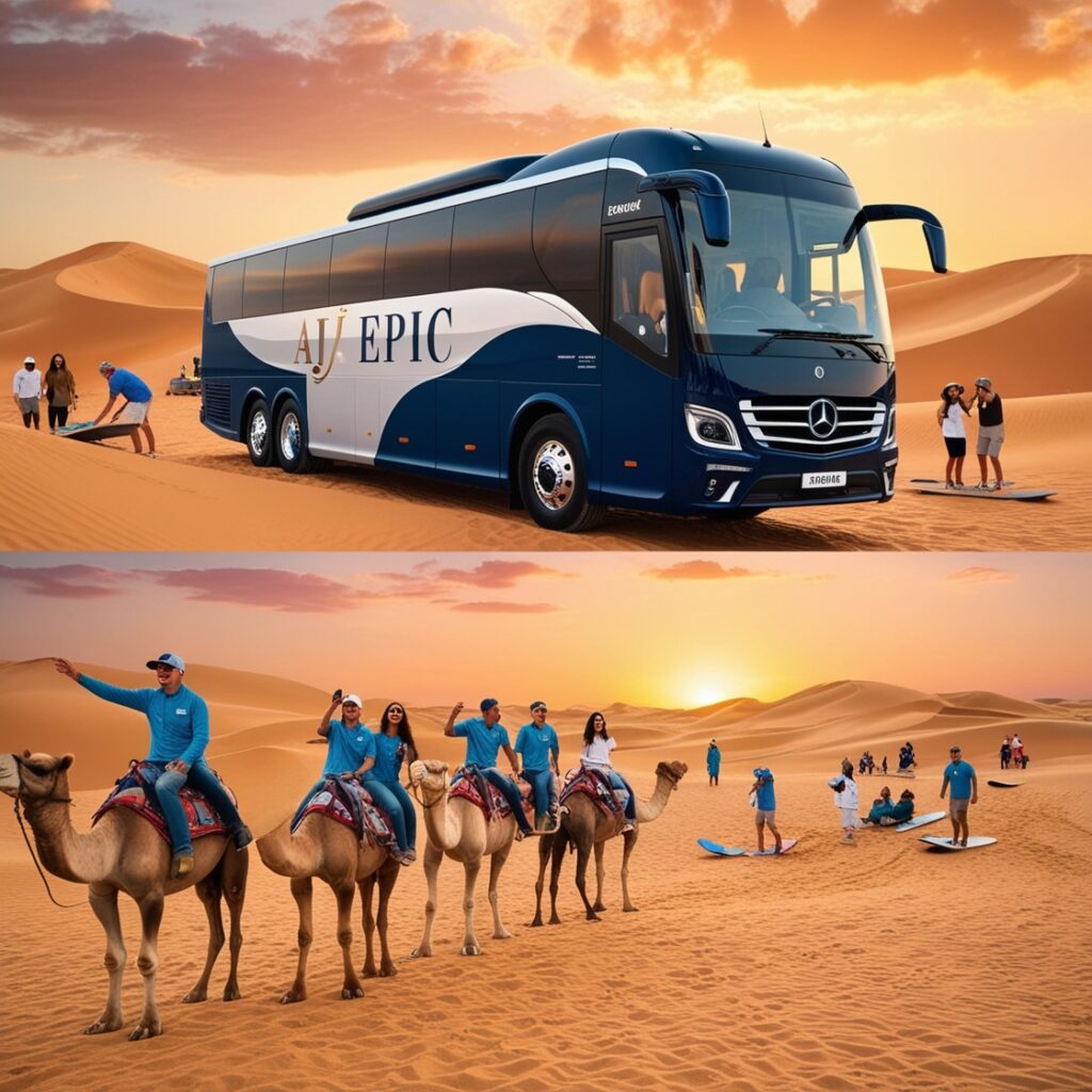 "Beautiful sunset over the Dubai desert landscape"