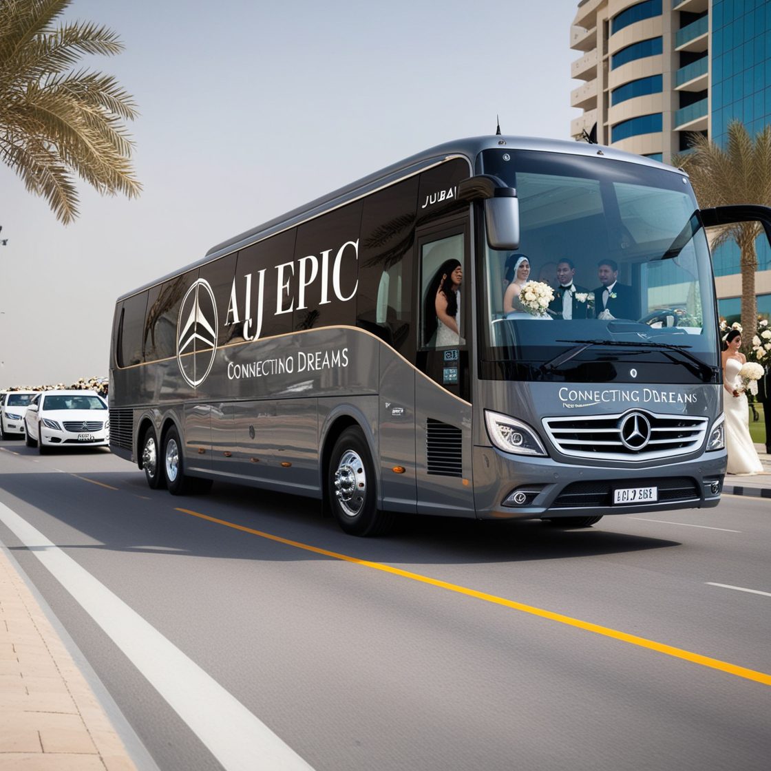 Luxury wedding bus rental in Dubai
