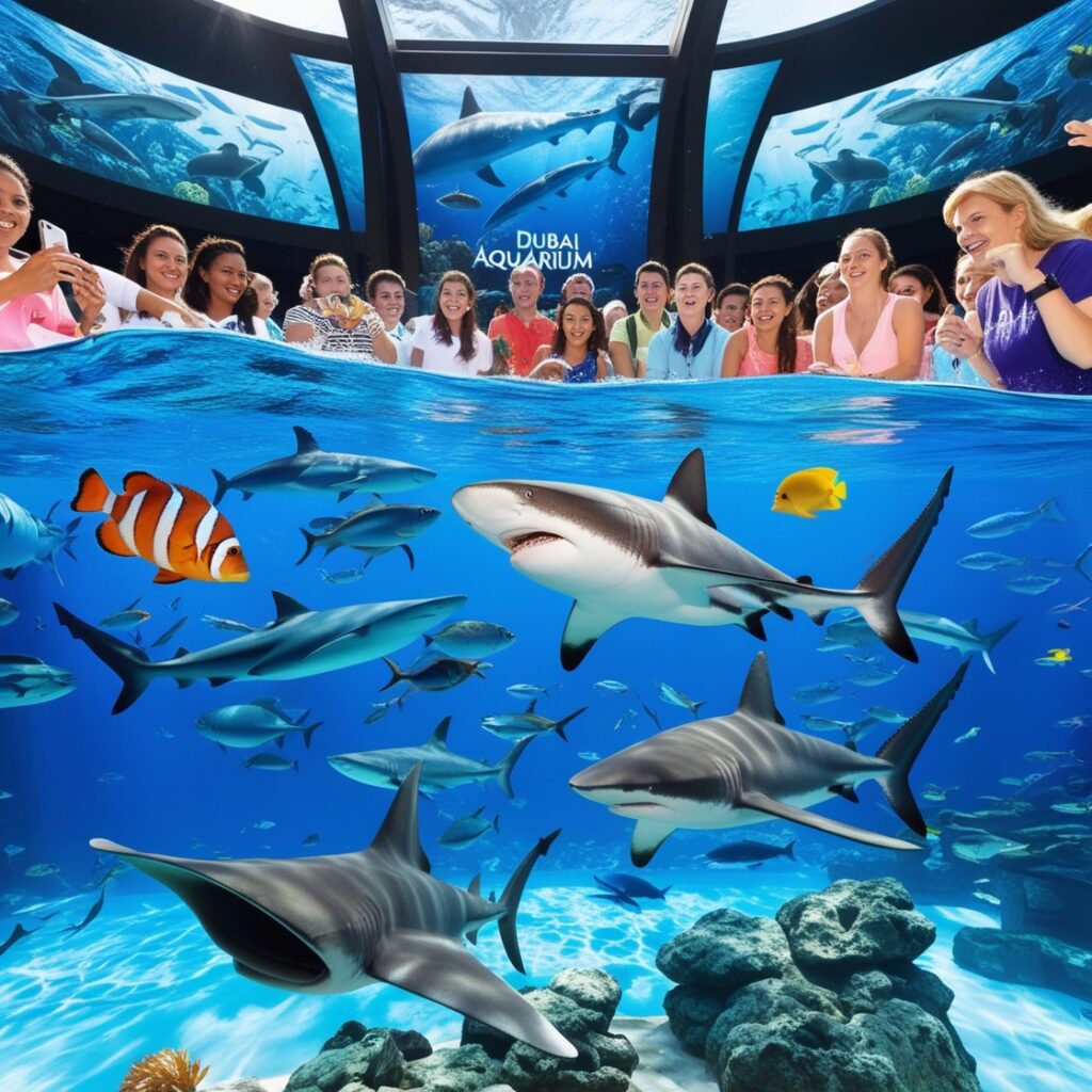 A close-up view of marine life in Dubai Aquarium.