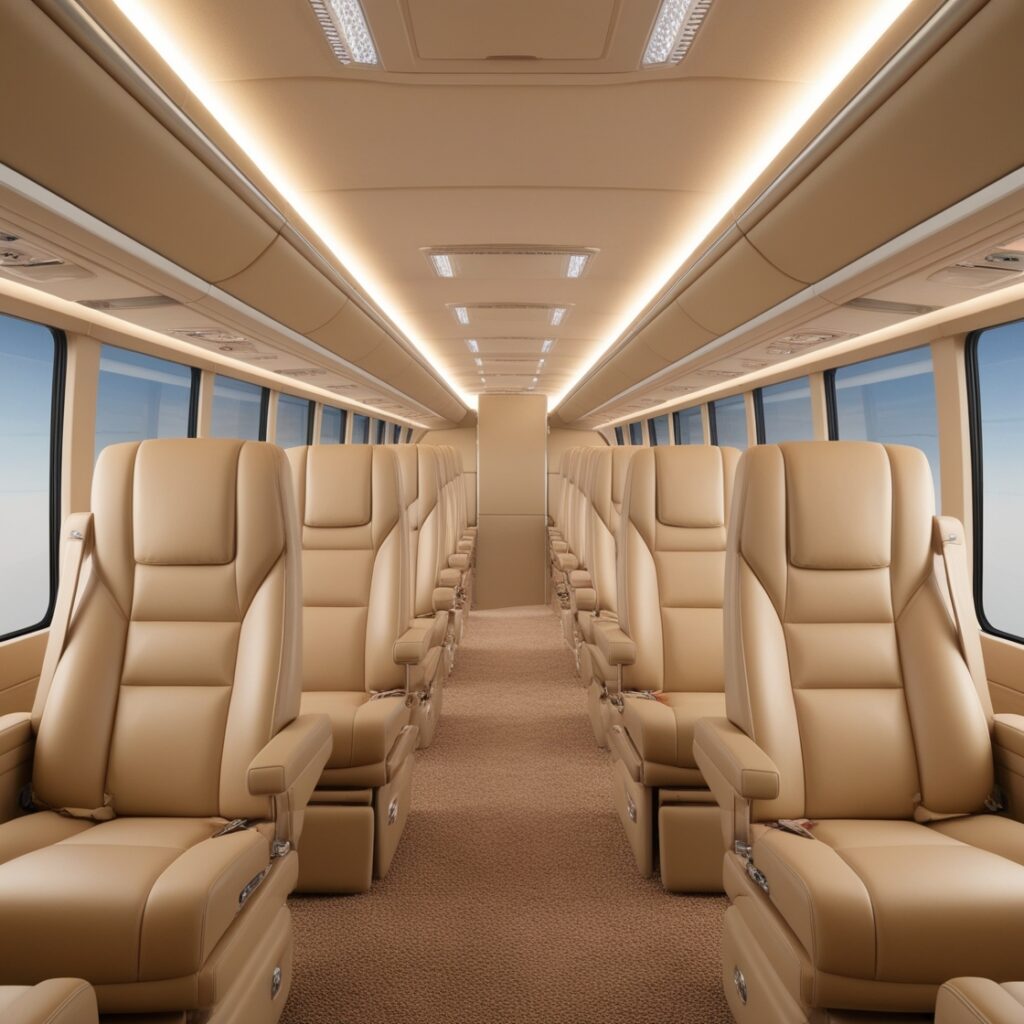 Enjoy the luxurious feel of plush leather seating, providing maximum comfort throughout your journey with our luxury bus rental.
