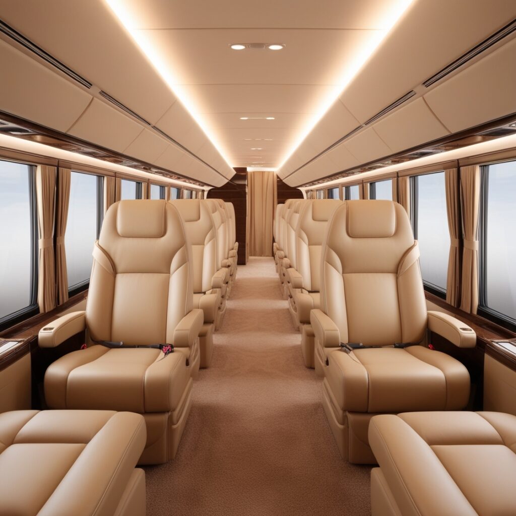 Enjoy the luxurious feel of plush leather seating, providing maximum comfort throughout your journey with our luxury bus rental.