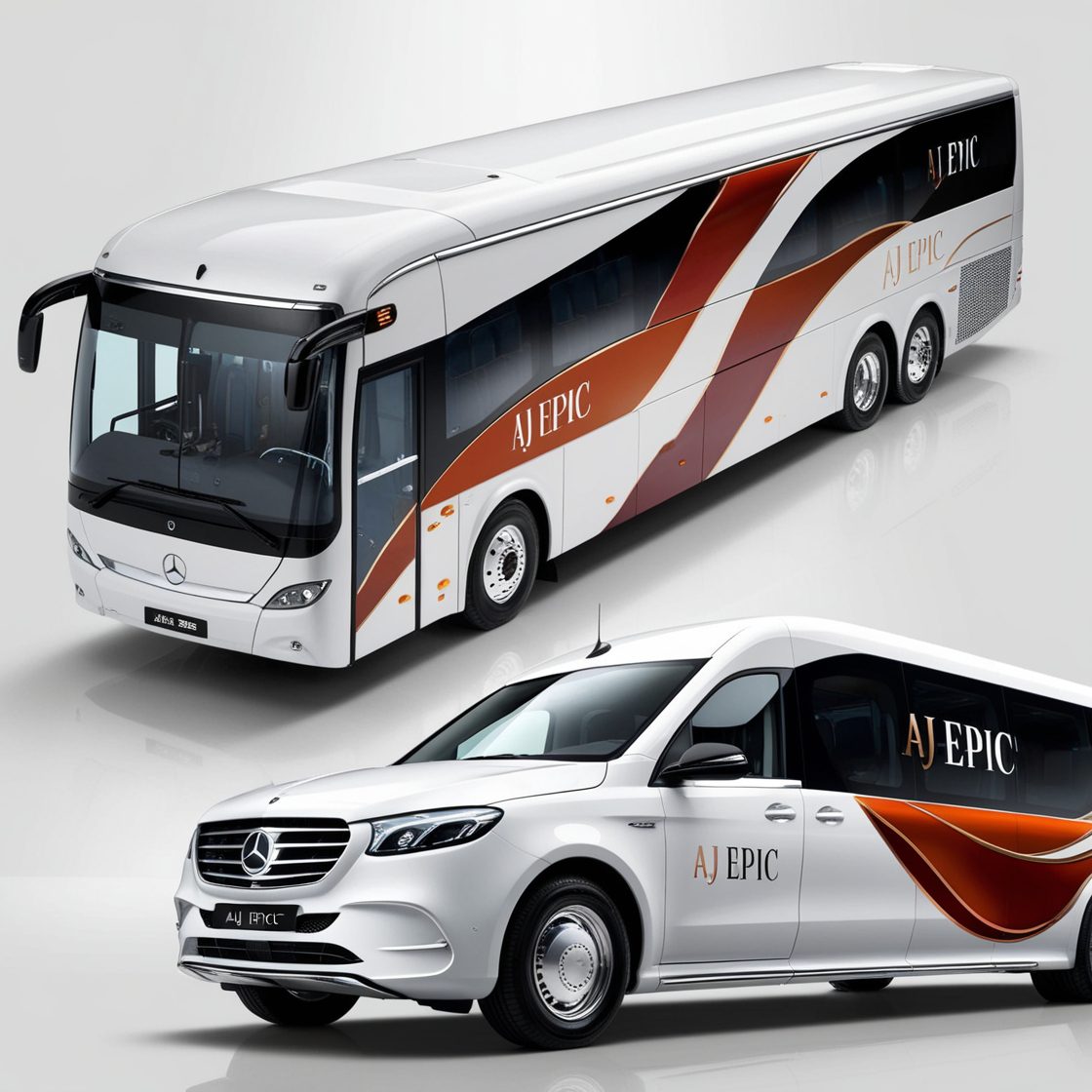 Comfortable AJ EPIC bus for employee transport in Dubai.