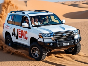 Charter bus rental by AJ EPIC for desert safari adventures in Dubai
