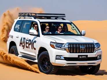 Group bus rental service by AJ EPIC for desert safari in Dubai