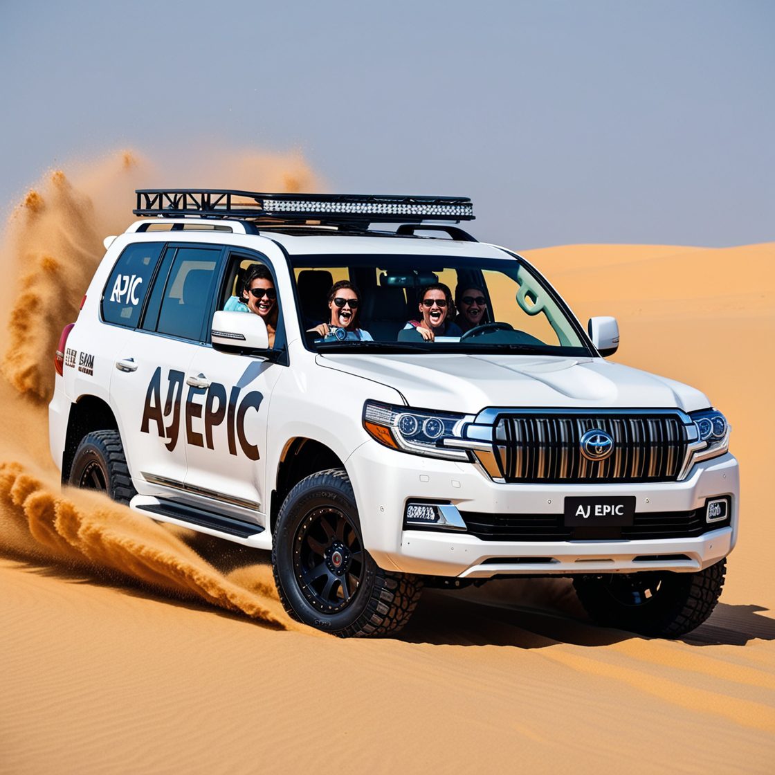 Group bus rental service by AJ EPIC for desert safari in Dubai