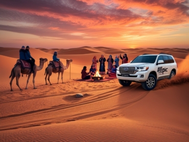 Tourists enjoying a winter desert safari