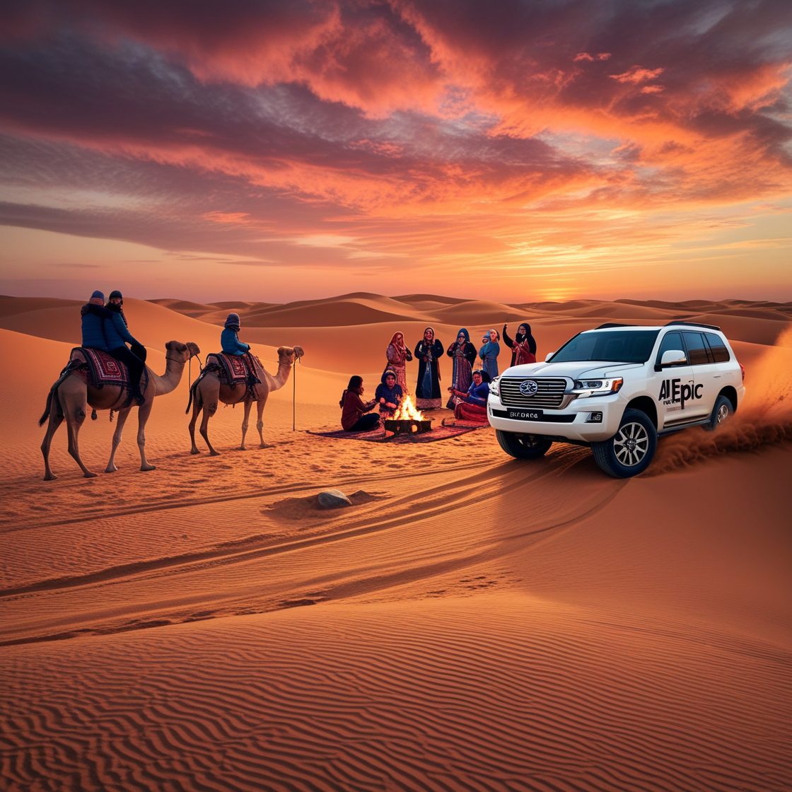 Tourists enjoying a winter desert safari
