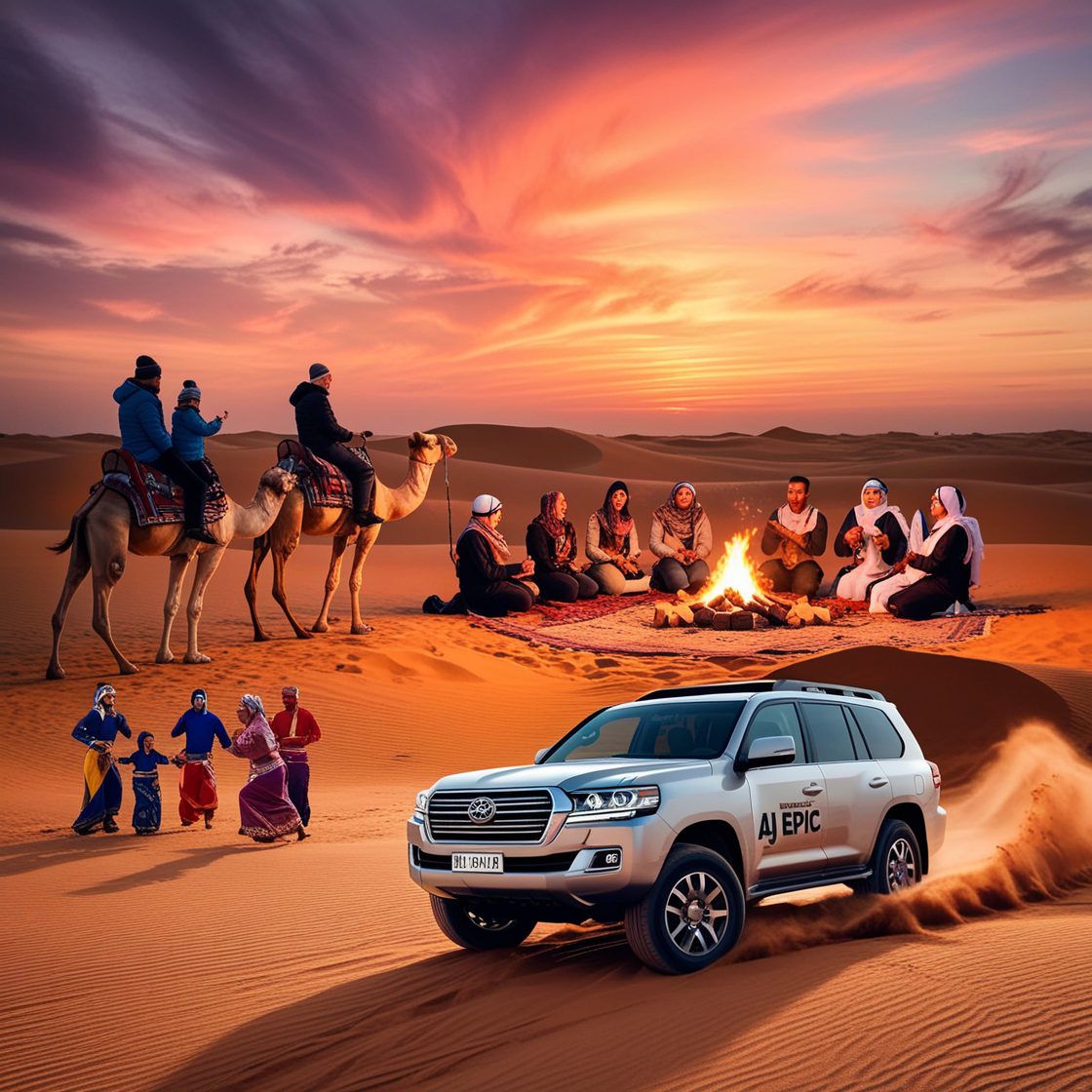 Breathtaking sunset over the Dubai desert