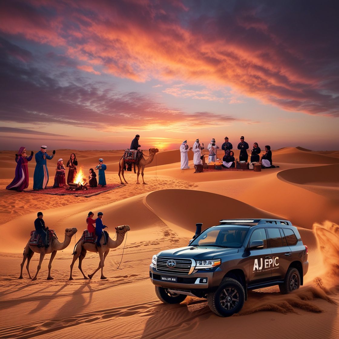 Tourists enjoying a summer desert safari
